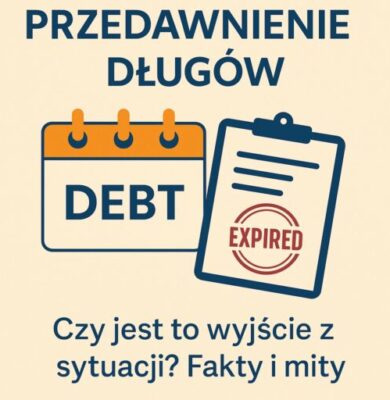 Polska infografika przedstawiająca fakty i mity na temat przedawnienia długów oraz terminy ich przedawnienia