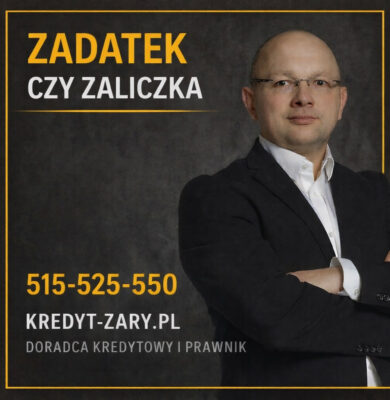 Zadatek czy zaliczka - grafika ekspercka z doradcą kredytowym i prawnikiem wyjaśniająca różnice przy umowie przedwstępnej, zakupie mieszkania i kredycie hipotecznym. Materiał pokazuje, jak zabezpieczyć pieniądze kupującego i uniknąć ryzyka finansowego.