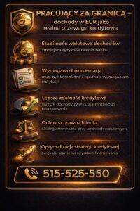 Praca za granicą i dochody w euro – finansowanie gotówkowe Gubin dopasowane do klientów z zagranicznymi wpływami. Stabilność walutowa oraz optymalizacja dokumentacji zwiększają możliwości uzyskania korzystnych warunków kredytu